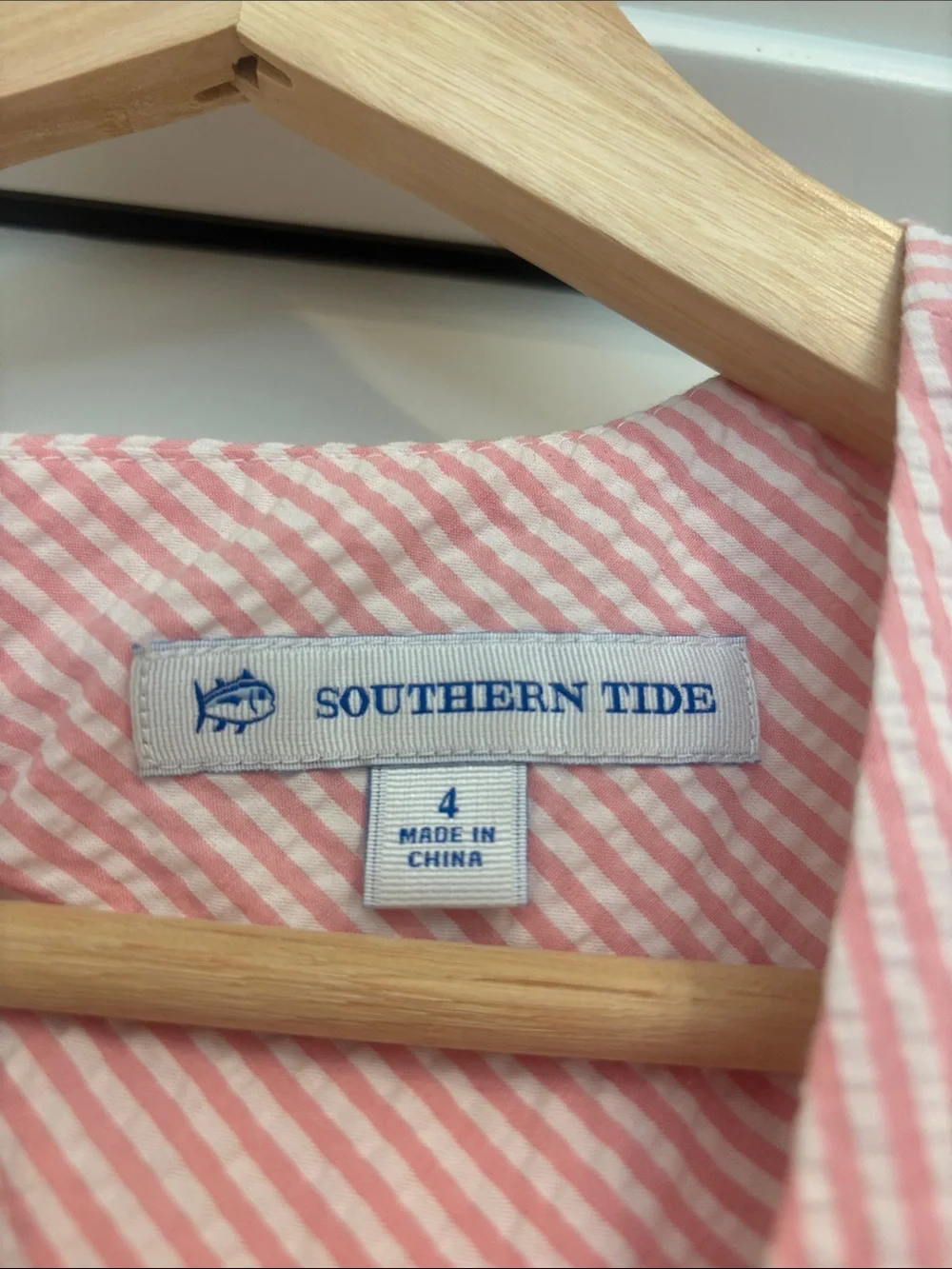 Southern Tide Pink and White Sleeveless Striped A-Line Dress